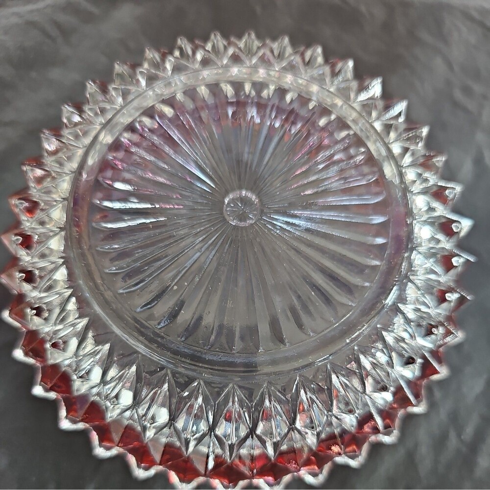 Indiana Glass Diamond Point Ruby Red Candy Dish/Salad Bowl - Picture 2 of 2